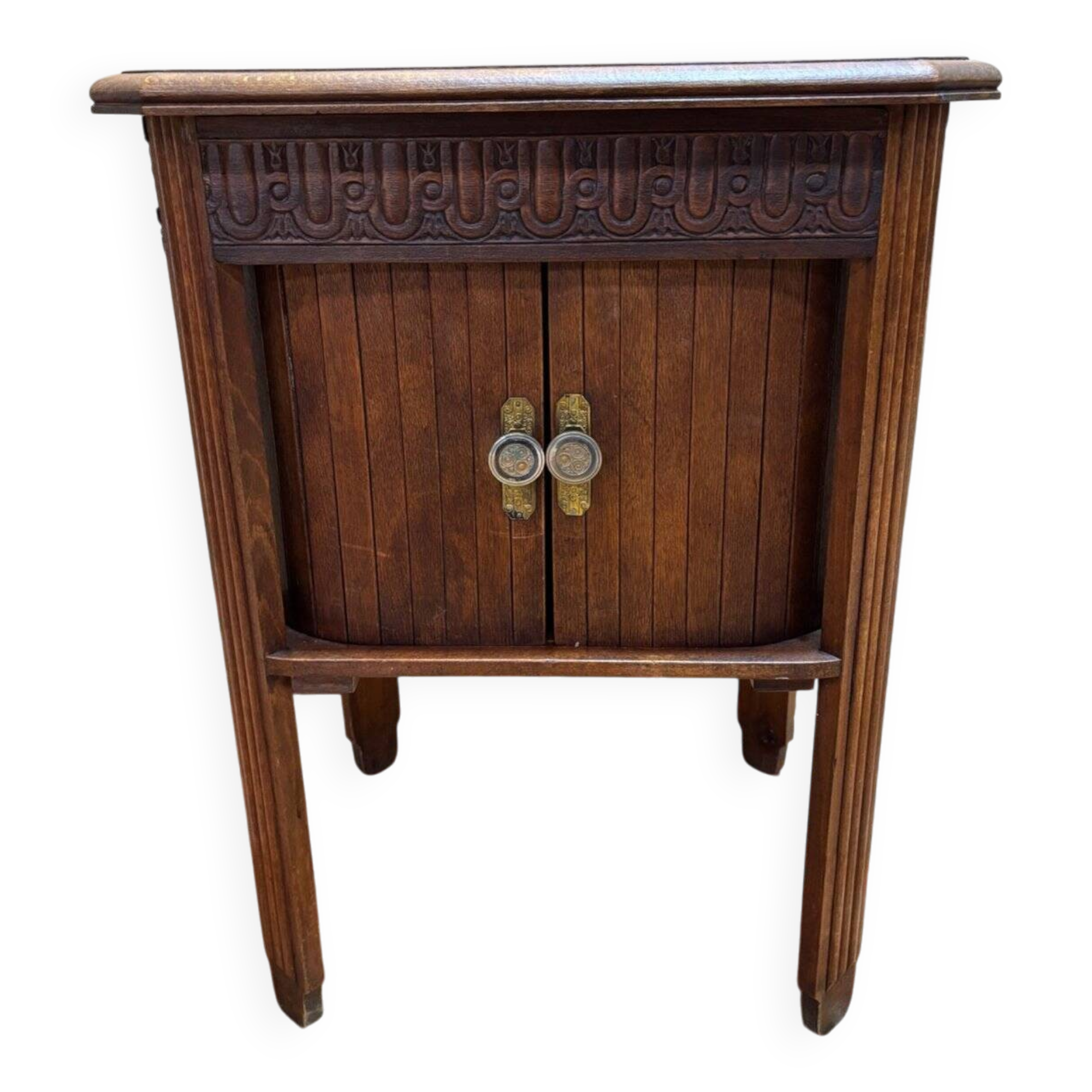 Antique bedside table in solid oak
