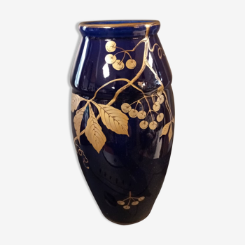 Blue earthenware vase