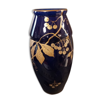 Blue earthenware vase