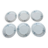 Set of 6 Bavarian porcelain flat plates Germany Winterling forget-me-not decor.