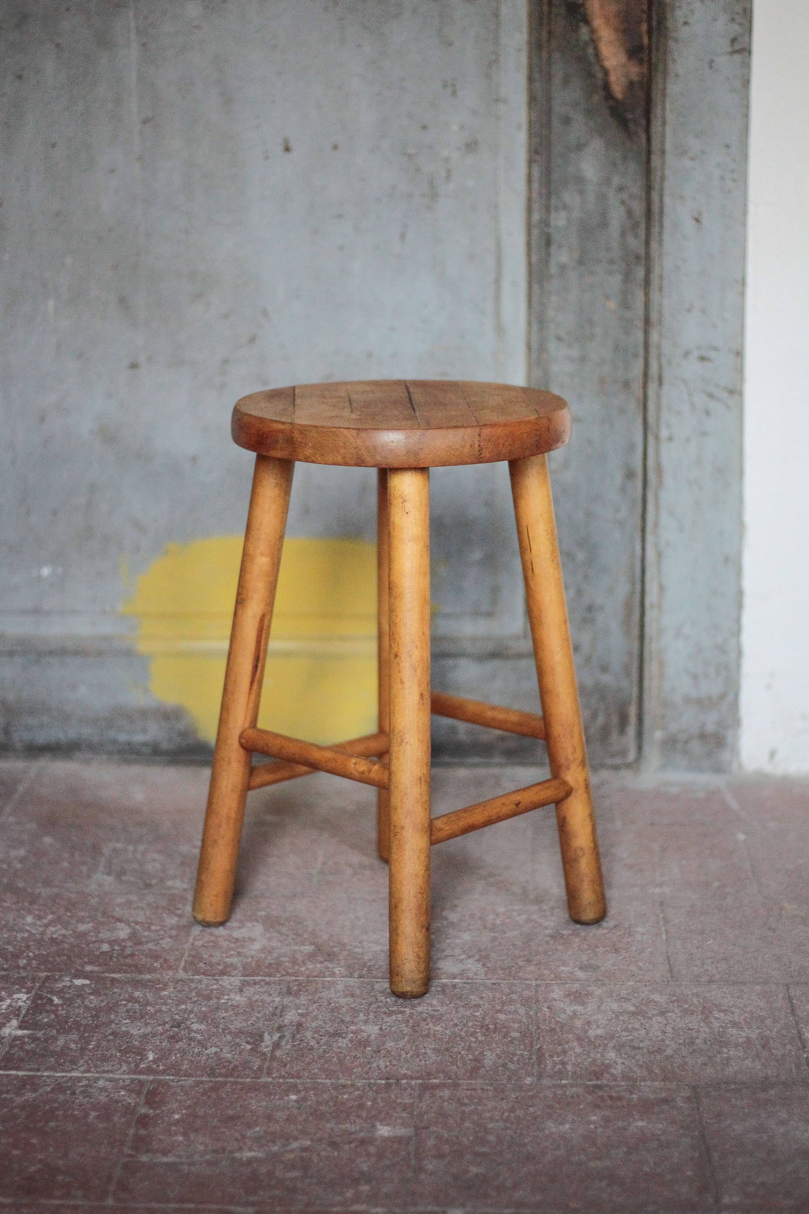 Vintage stool, wooden stool, occasional stool, plant stand, interior decor