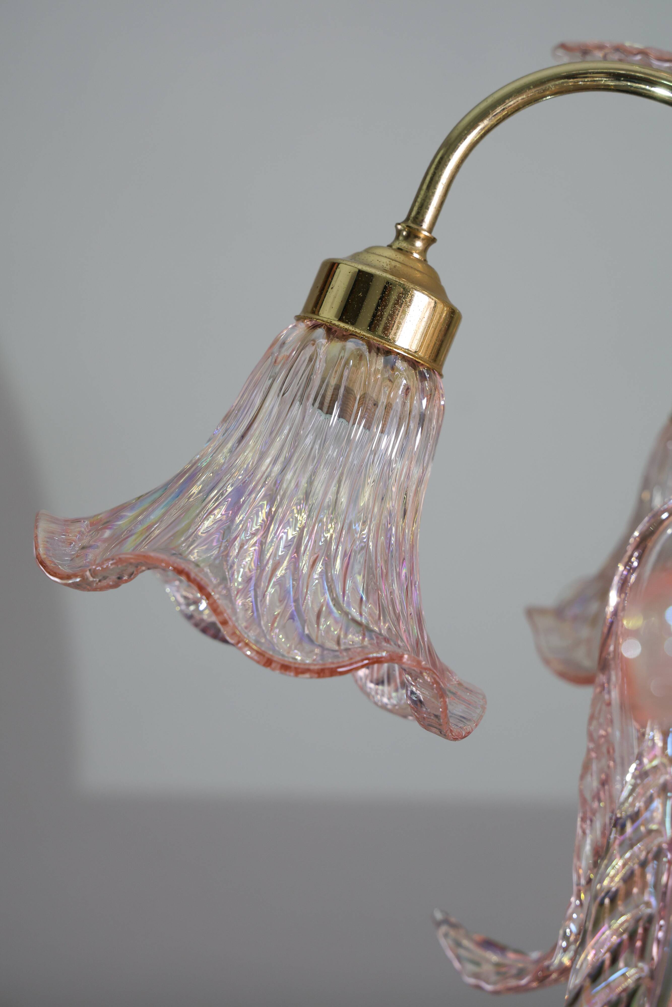 Liz Taylor, Iridiscent Pink Murano Glass Chandelier, 1980s