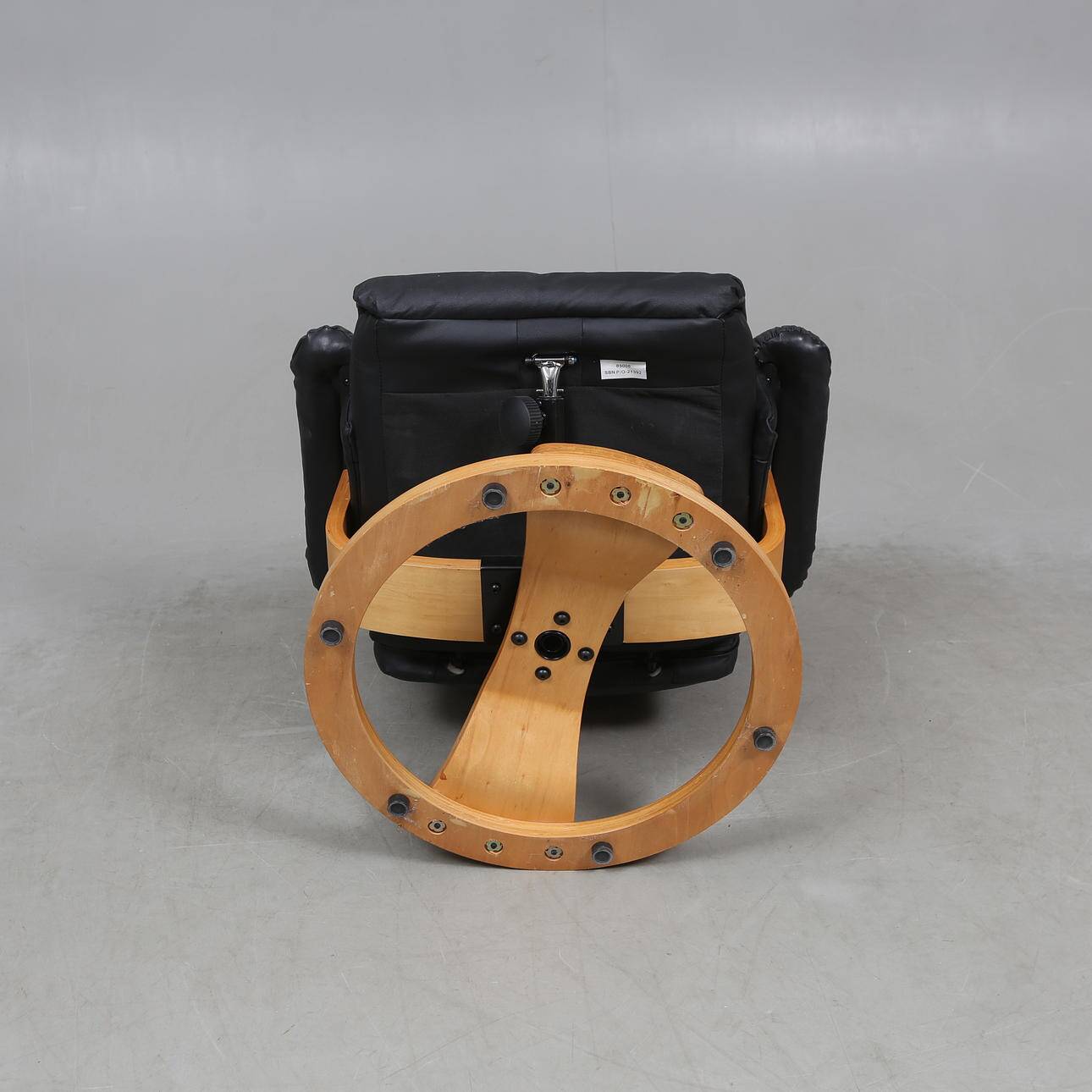 Vintage Armchair with Matching Stool — Imitation Leather — 1900s/2000s