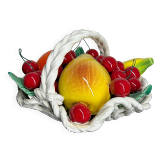 Corbeille de fruits trompe l’œil Italie années 60