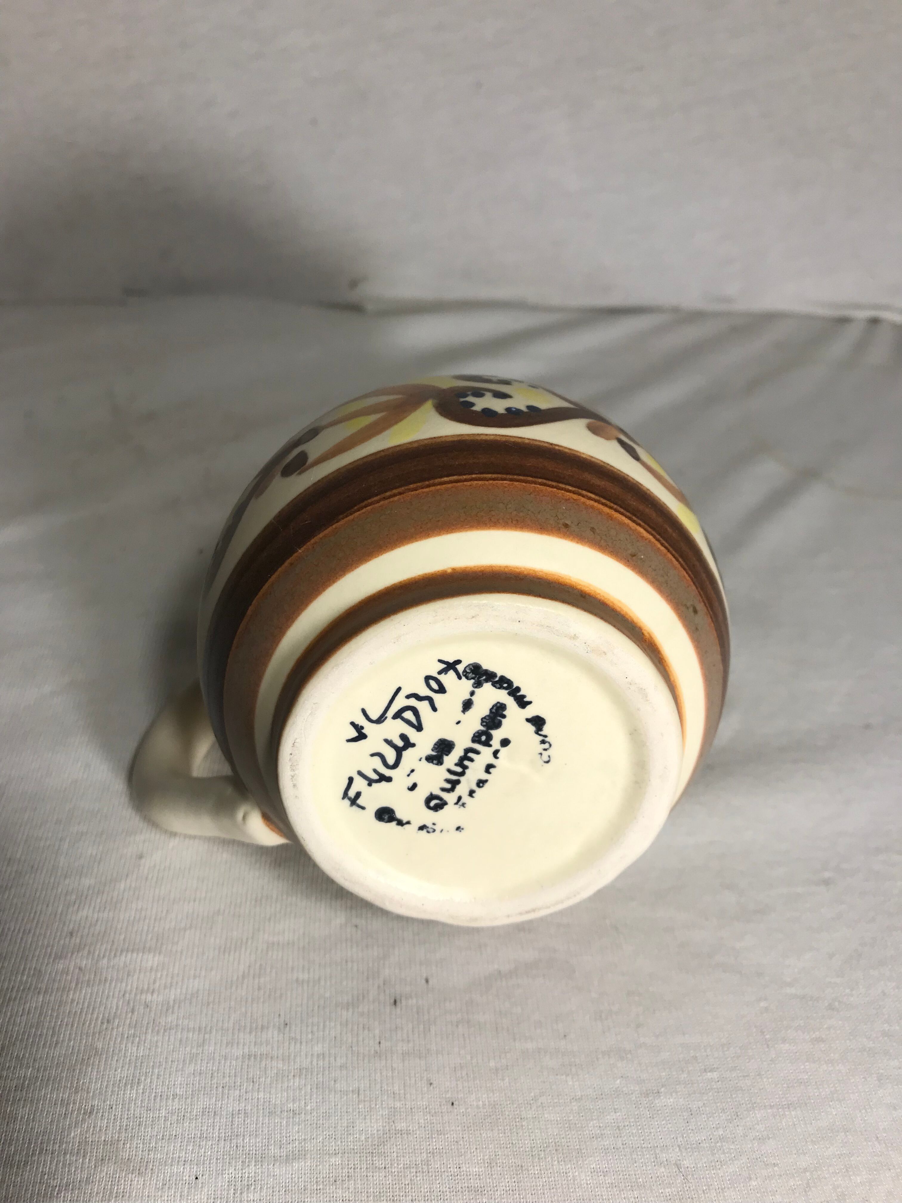 Old Quimper ceramic beige vintage ceramic jug