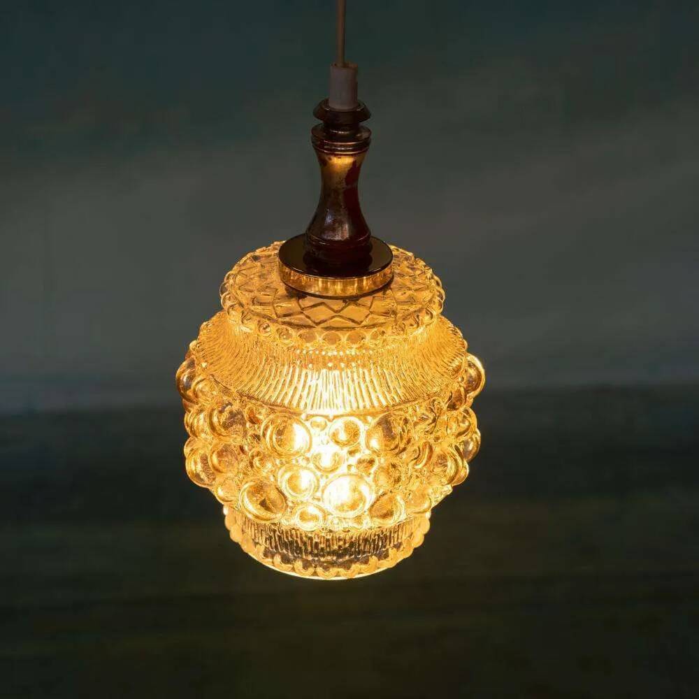 Vintage Scandinavian glass pendant, bubble glass pendant.