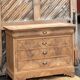 Large antique chest of drawers in raw wood - 4 drawers