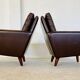 Vintage retro danish mid-century g. thams club chairs in coco brown leather