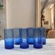 Service of blue blown glass lemonade, dotted pattern.