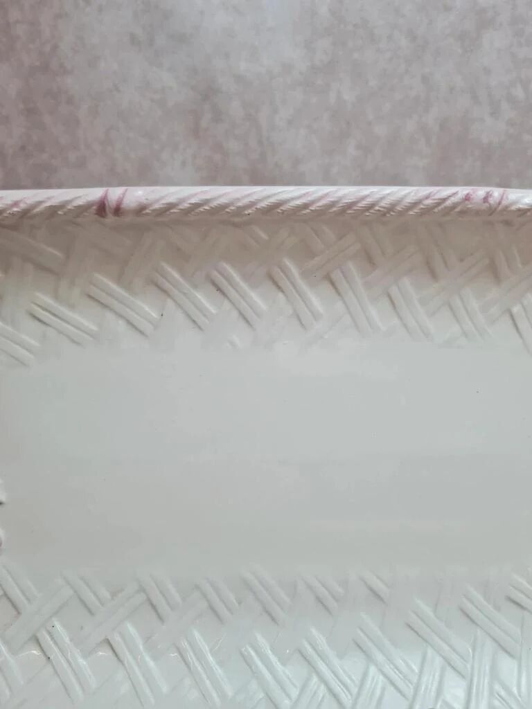 Rectangular plate in slipware decorated with fruits – signed Pw – 40 cm