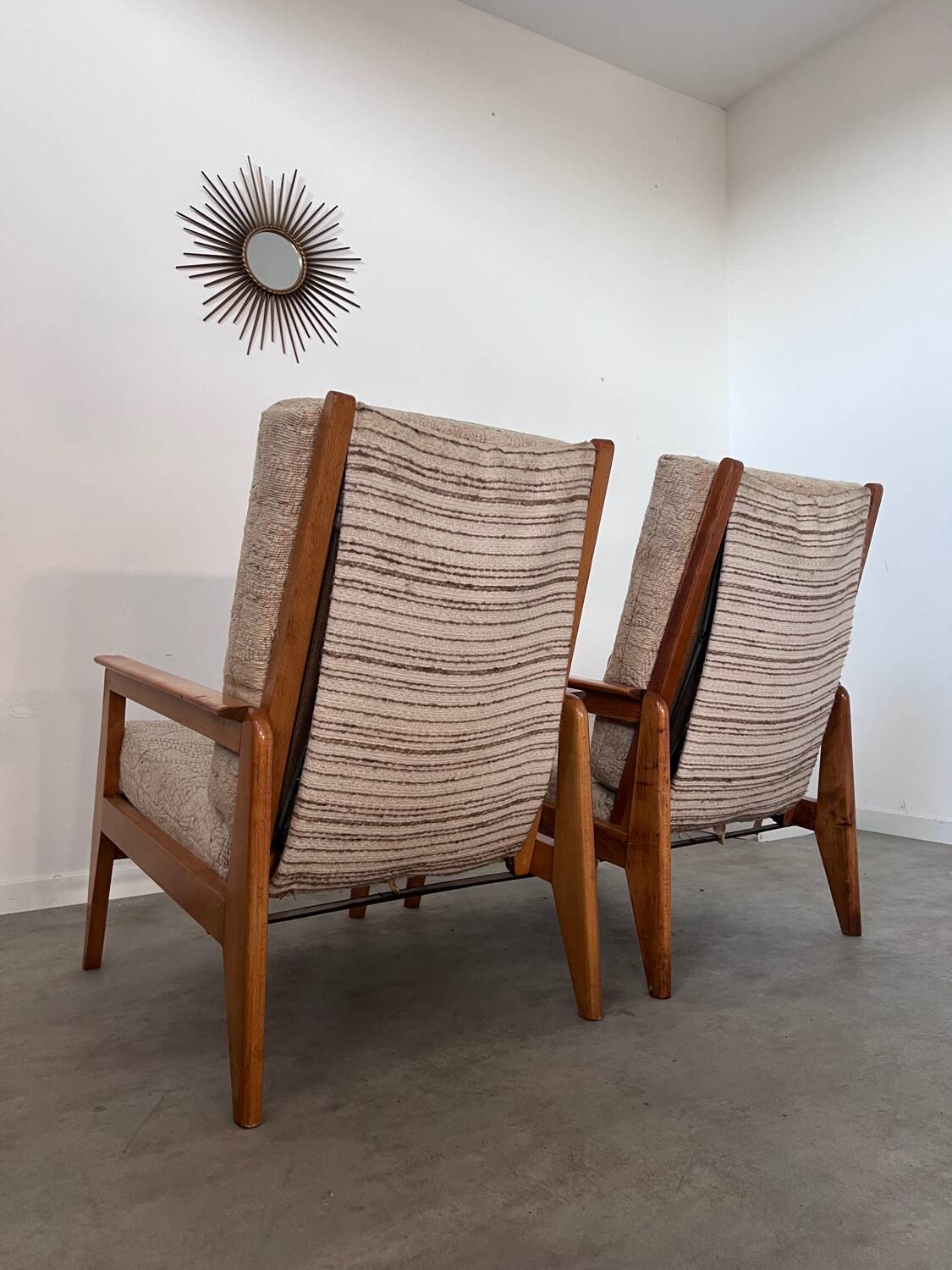 Lot 2 designer reconstruction rest armchairs from the 50s Free-Span / Guariche vintage