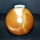 Vintage ball vase in flamed stoneware 1960 - caramel color with blue flow - signed DS