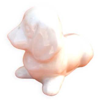 Zoomorphic sculpture Glazed white ceramic Basset Dog