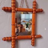 Miroir fin XIX ème vers 1900 en hêtre forme bambou
