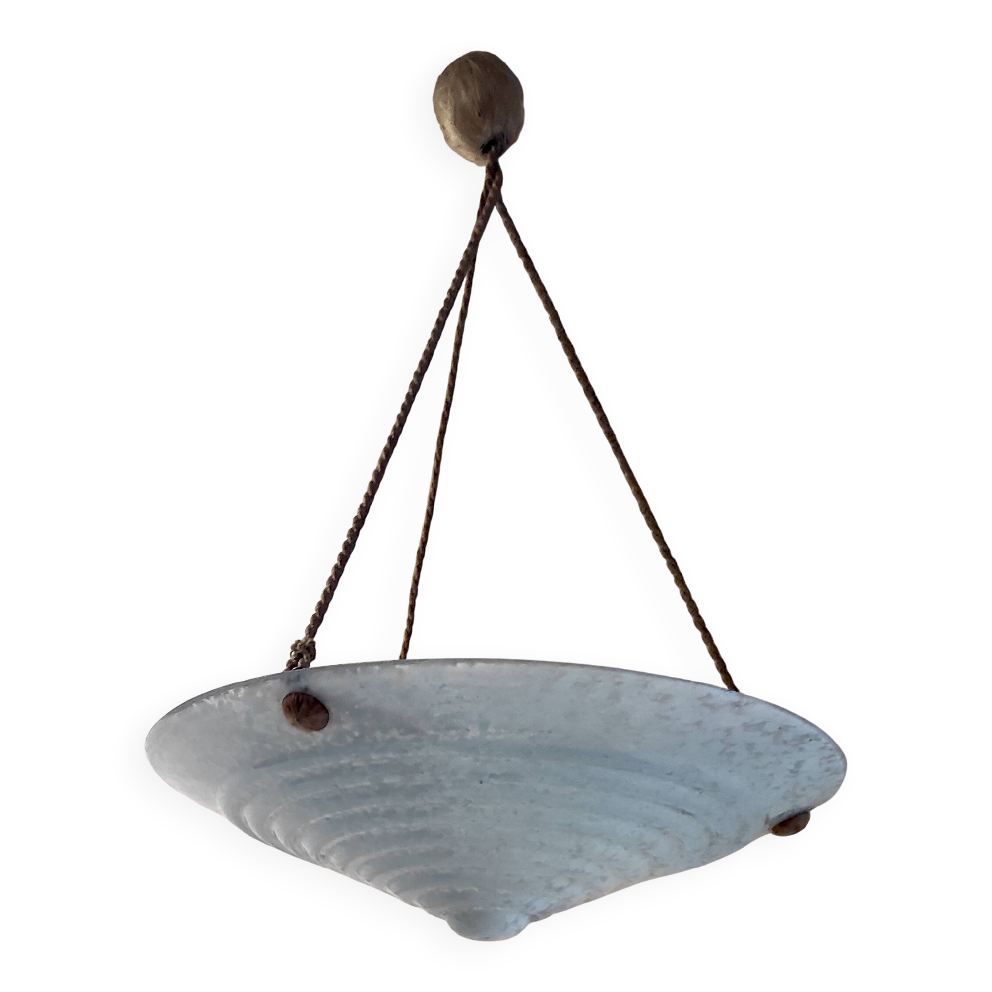 Art Deco pendant light in light blue Clichy glass - 1930s/40s