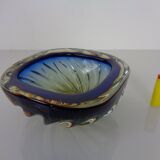 Blue Brown Sommerso Murano Glass Bowl or Ashtray by Flavio Poli, Italy, 1960s
