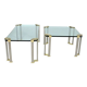2 tables basses avec plateau en verre et pieds en laiton par Peter Ghyczy, 1970s
