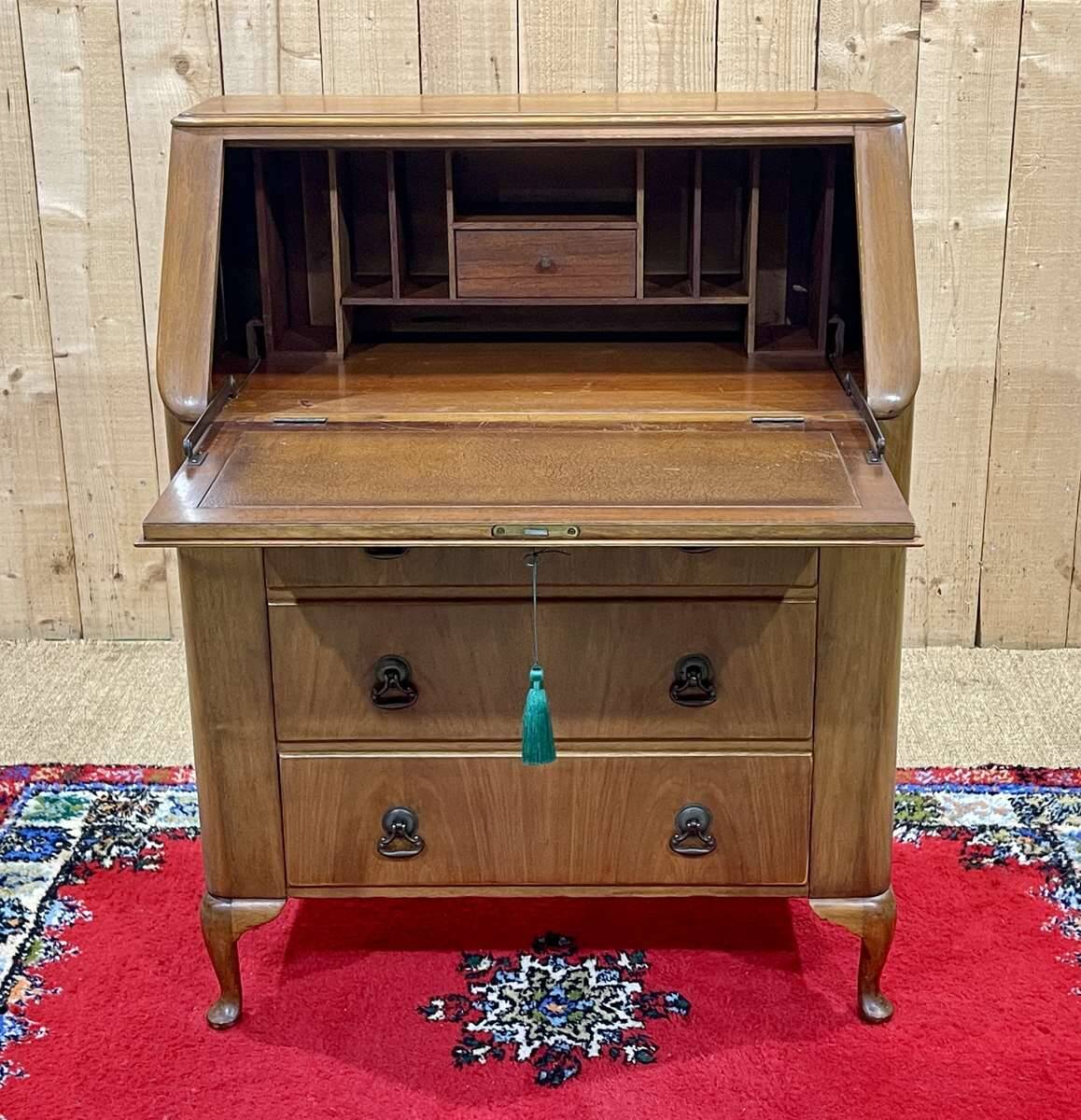 1960s English walnut secretary