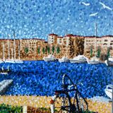 Signed pointillist painting from 2005