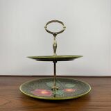 2-tiered majolica server/tray, Sarreguemines, early 20th century