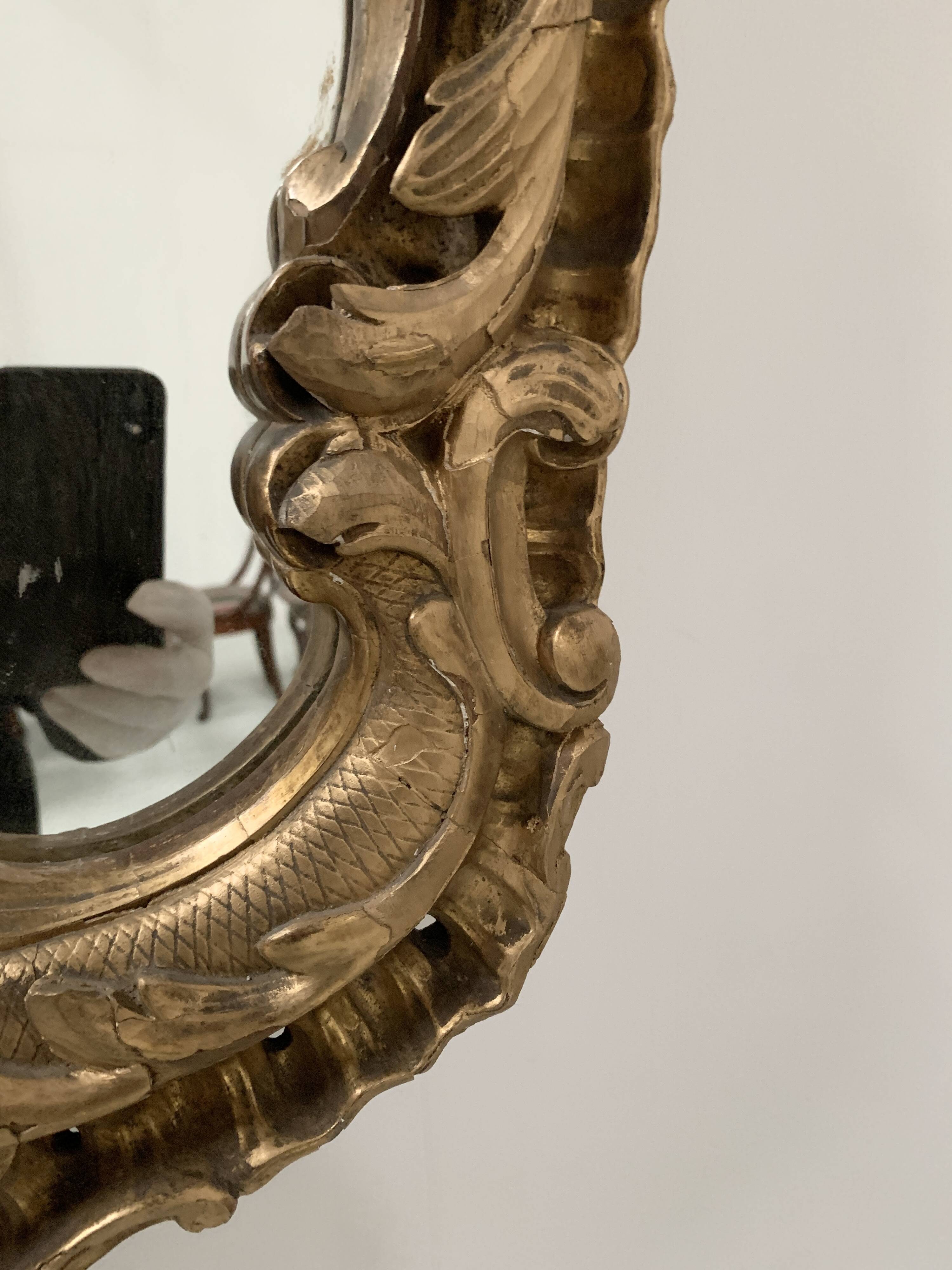Louis XV mirror in carved gilded wood, late 18th century