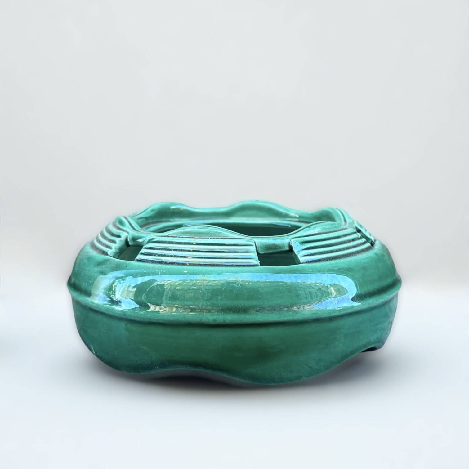 Green ceramic potpourri dish, SOFCD, 1950s