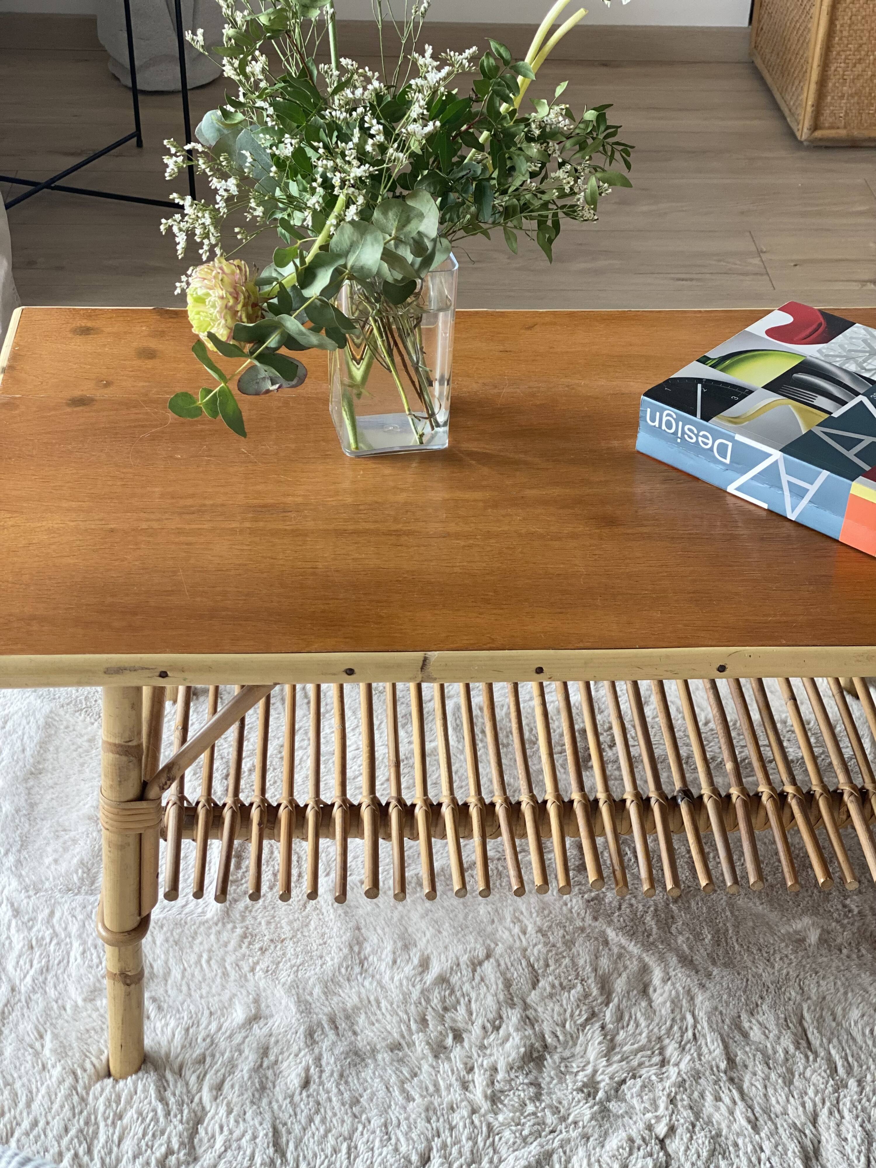 Vintage rattan coffee table
