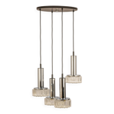 Large glass cascade chandelier designed for Staff Leuchten, Germany, 1970s.
