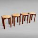 Tabouret en bois résineux, set de 4