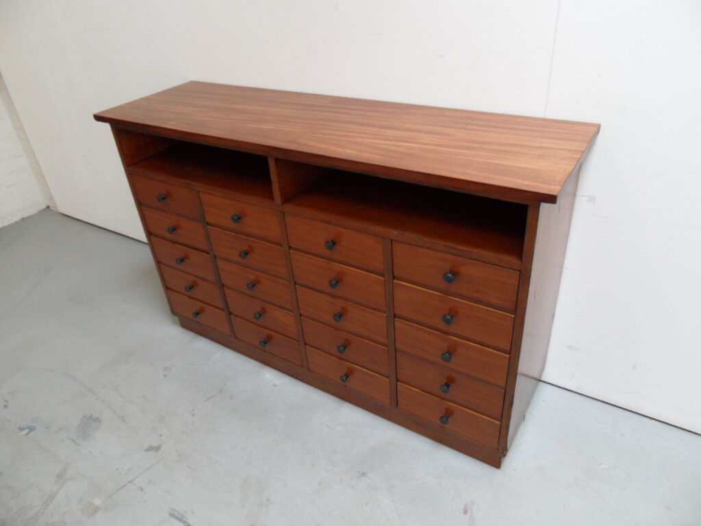Vintage Dutch mahogany shop display cabinet
