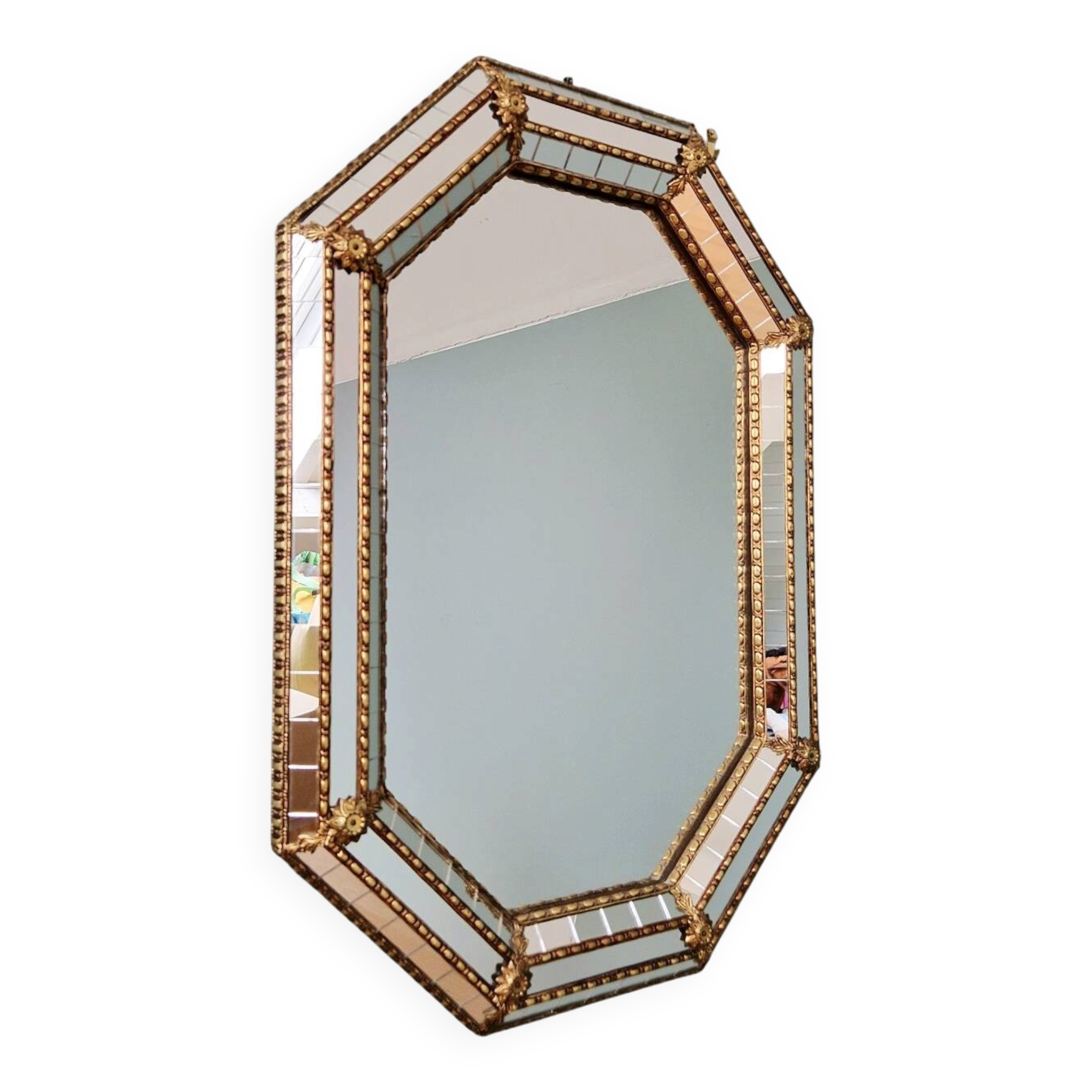 Venetian mirror with brass frames, 1970s-80s