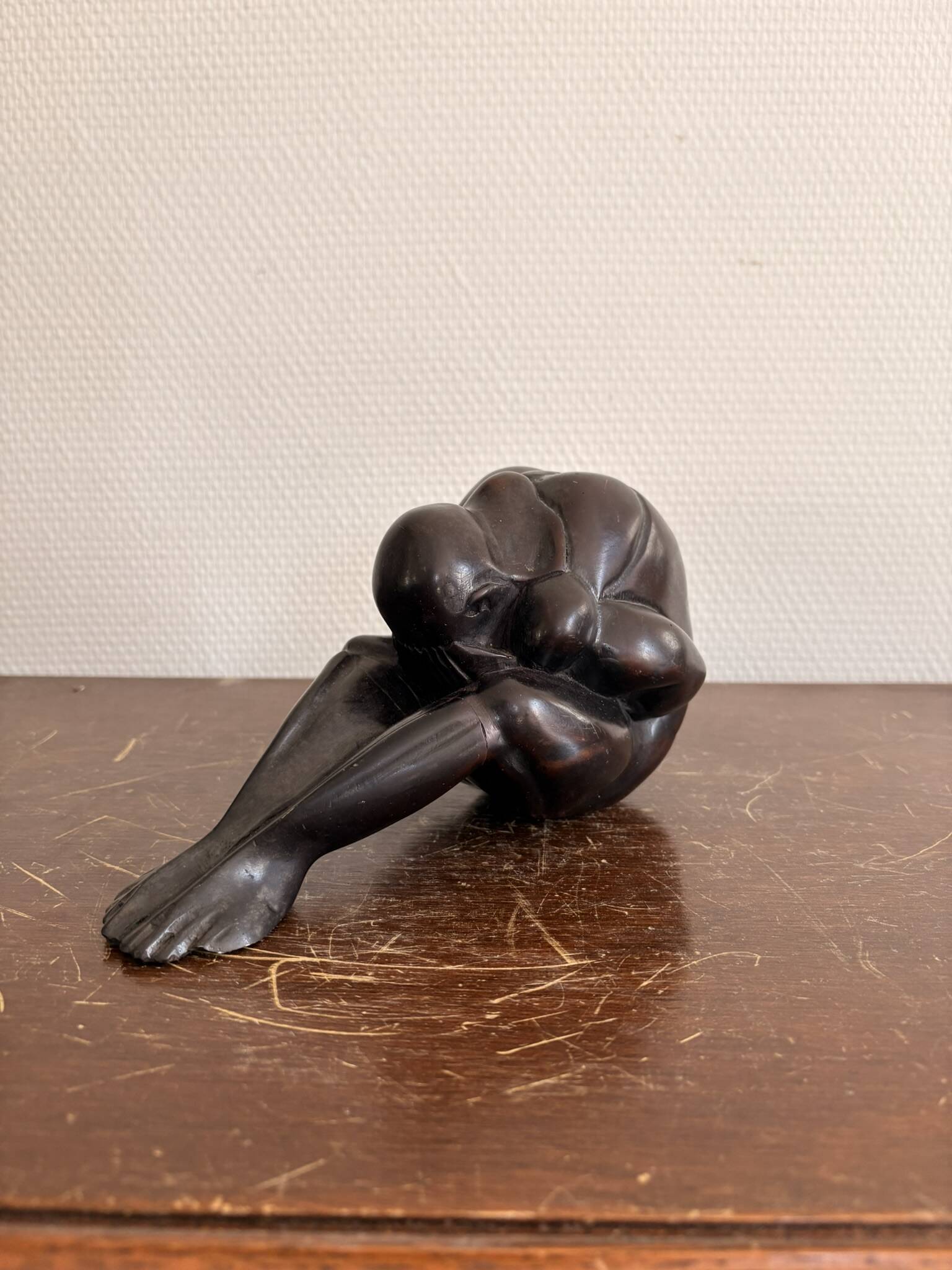 Ancient Atlas Statue Bandung Indonesia Art Deco Dense Ironwood Java