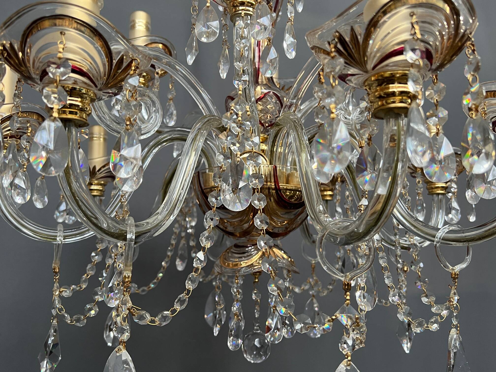 Venetian lustre. Crystal, glass, hand-painted. 12 light points.