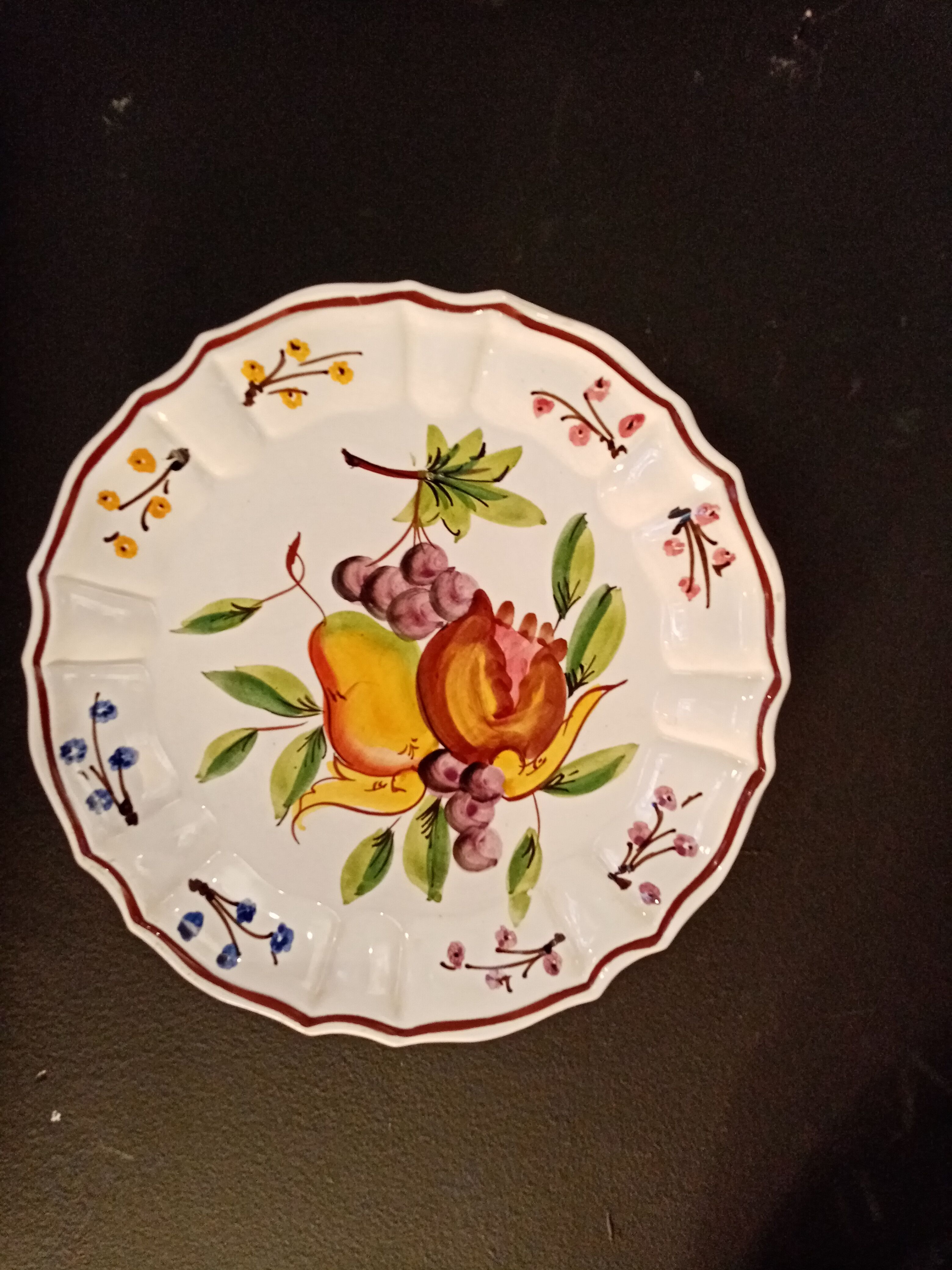 Set of 3 old plates Provencal style floral motifs
