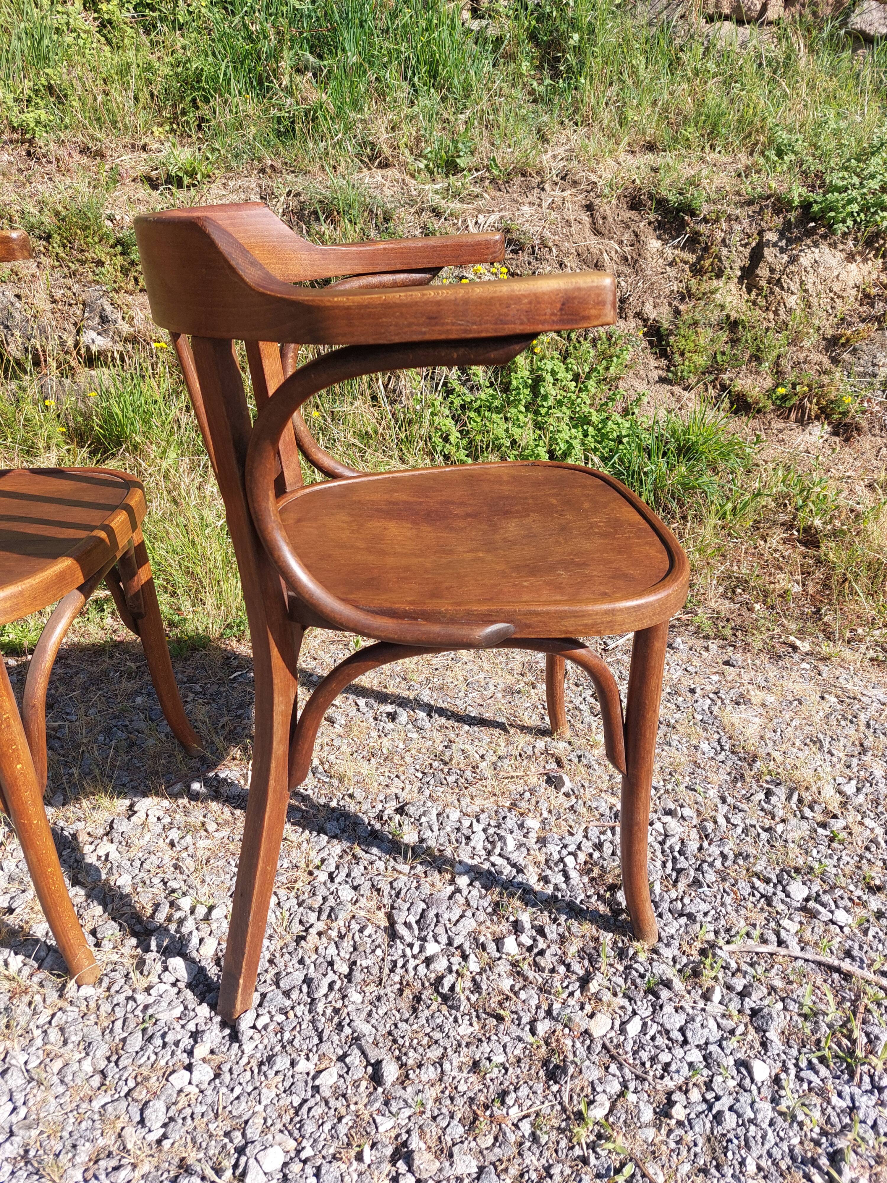 4 fauteuils Baumann en bois courbé