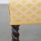 Antique English Footstool/ Ottoman with Turned Legs