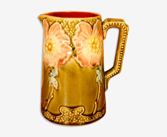 Pichet barbotine Art nouveau, Gustave de Bruyn, Fives Lille vers 1900
