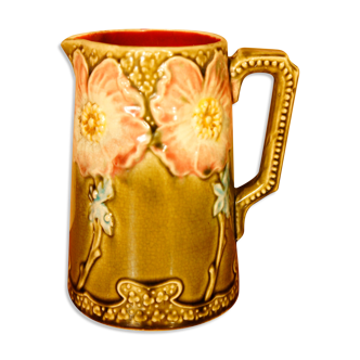 Pichet barbotine Art Nouveau, Gustave de Bruyn, Fives Lille circa 1900