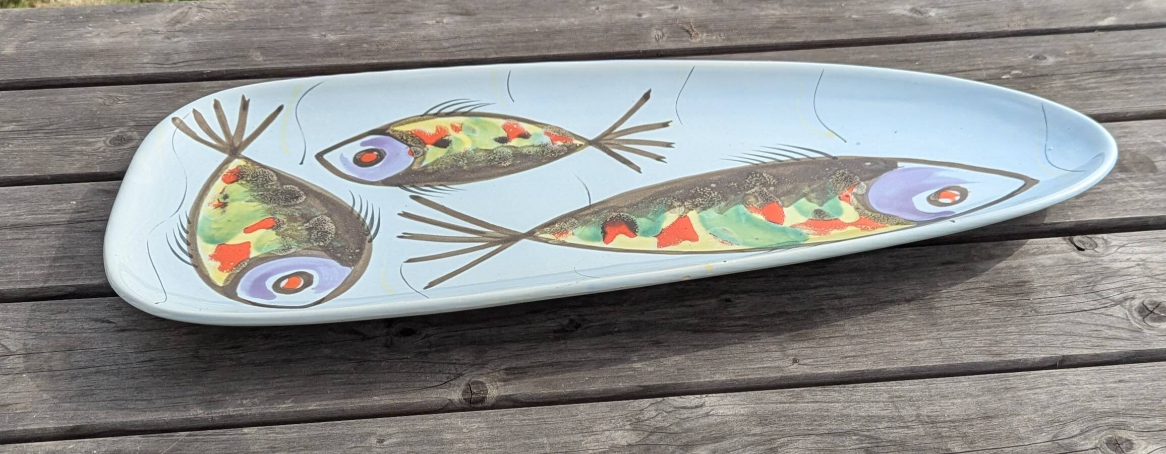 Large XXL ceramic fish platter Pornic Vintage 1950s