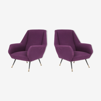 Pair armchairs with purple padding