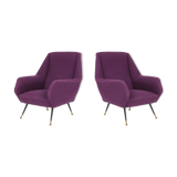 Pair armchairs with purple padding
