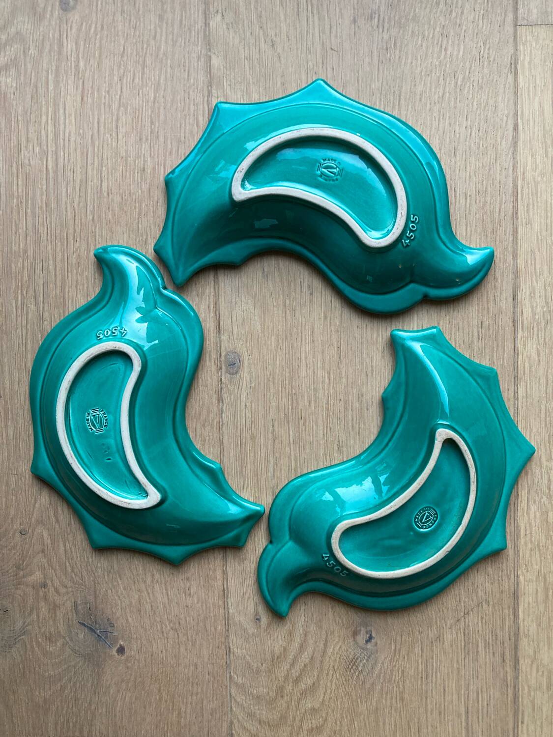 3 coupelles feuilles vertes Verceram