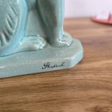 Celadon green crackled ceramic dog circa 1930