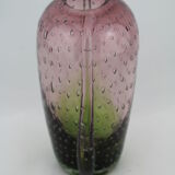 Biot bubble glass vase, doilies