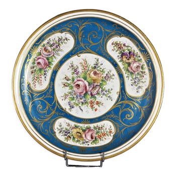 Flat porcelain beautiful floral decoration brand apocrypha of Sèvres BS