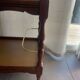 Vintage wooden and gilded brass rolling dessert trolley