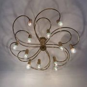 Leola sculptural brass 12-light ceiling or wall flush mount, 1970s