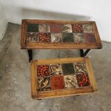 Pair of ceramic and metal nesting tables 1970