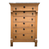 High empire chest of drawers in solid raw oak
