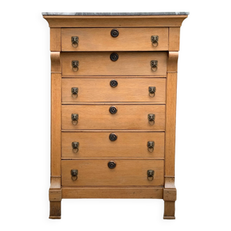High empire chest of drawers in solid raw oak